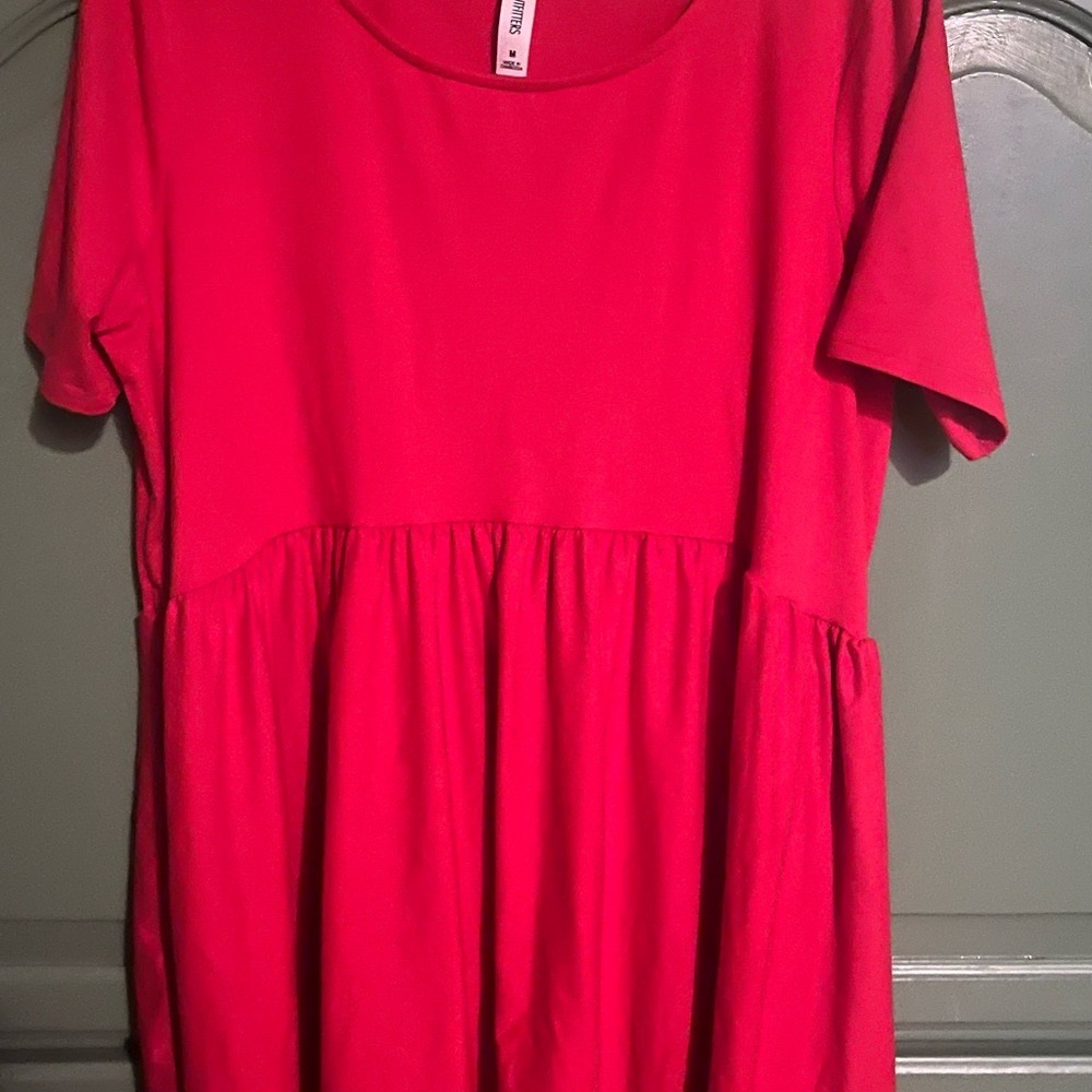 Red Short Sleeve babydoll style top by Zenana